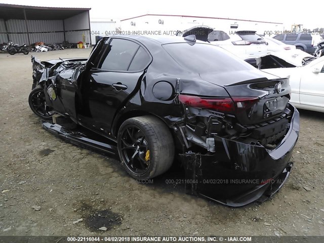 ZARFAEAV9H7524450 - 2017 ALFA ROMEO GIULIA QUADRIFOGLIO BLACK photo 3