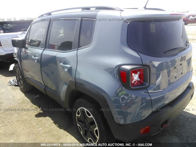 ZACCJBCT5GPE31370 - 2016 JEEP RENEGADE TRAILHAWK Light Blue photo 3