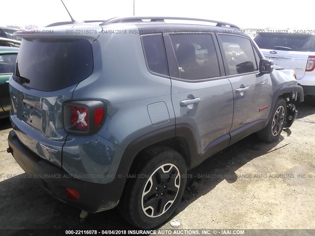 ZACCJBCT5GPE31370 - 2016 JEEP RENEGADE TRAILHAWK Light Blue photo 4
