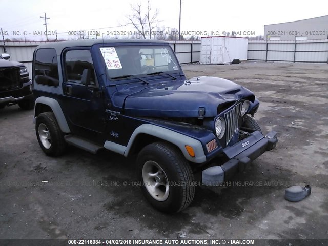 1J4FA49S9YP800375 - 2000 JEEP WRANGLER / TJ SPORT BLUE photo 1