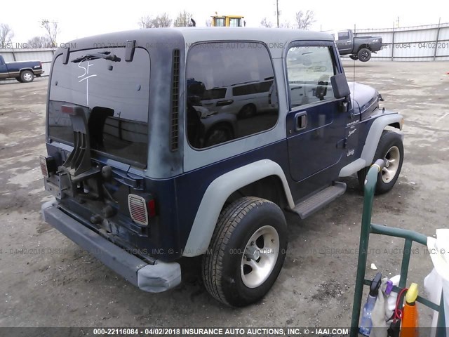 1J4FA49S9YP800375 - 2000 JEEP WRANGLER / TJ SPORT BLUE photo 4