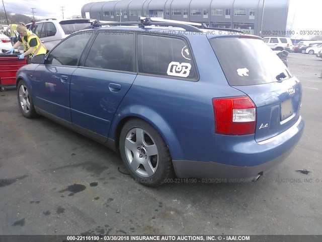 WAUVC68E52A204626 - 2002 AUDI A4 1.8T AVANT QUATTRO BLUE photo 3