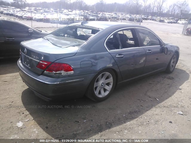 WBAHL83567DT10475 - 2007 BMW 750 I BLUE photo 4