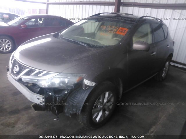 JN8AZ1MW2DW308261 - 2013 NISSAN MURANO S/SL/LE GOLD photo 2