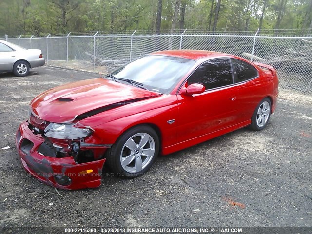 6G2VX12U75L405941 - 2005 PONTIAC GTO RED photo 2