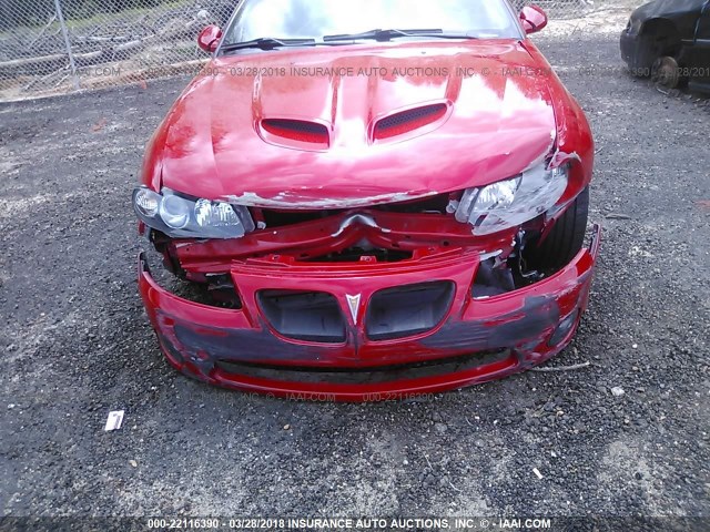 6G2VX12U75L405941 - 2005 PONTIAC GTO RED photo 6