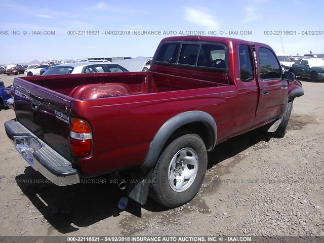 5TESN92NX4Z429367 - 2004 TOYOTA TACOMA XTRACAB PRERUNNER RED photo 4