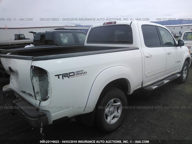 5TBDT44154S444389 - 2004 TOYOTA TUNDRA DOUBLE CAB SR5 WHITE photo 4