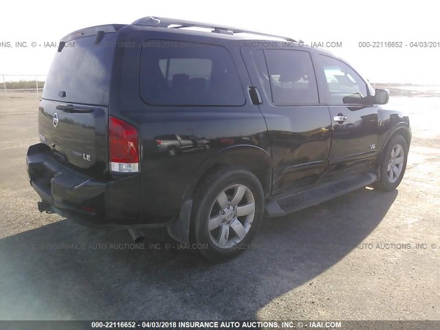 5N1BA08D58N617773 - 2008 NISSAN ARMADA SE/LE BLACK photo 4