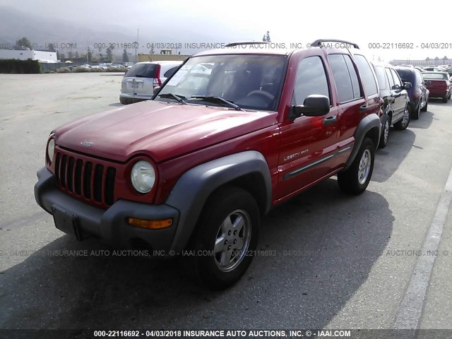 1J4GK48K52W132171 - 2002 JEEP LIBERTY SPORT 红色 照片 2
