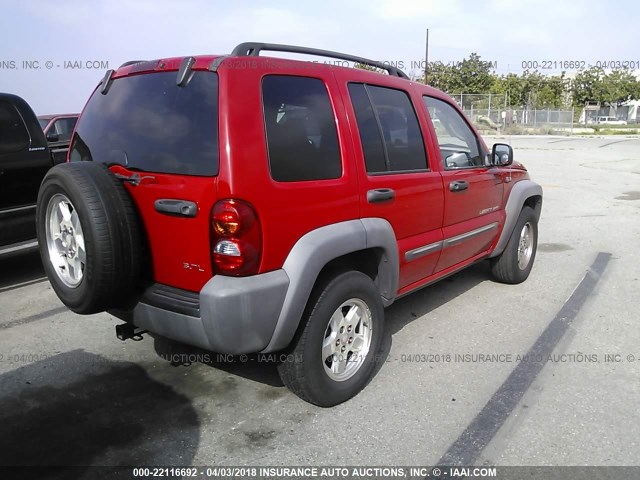 1J4GK48K52W132171 - 2002 JEEP LIBERTY SPORT 红色 照片 4