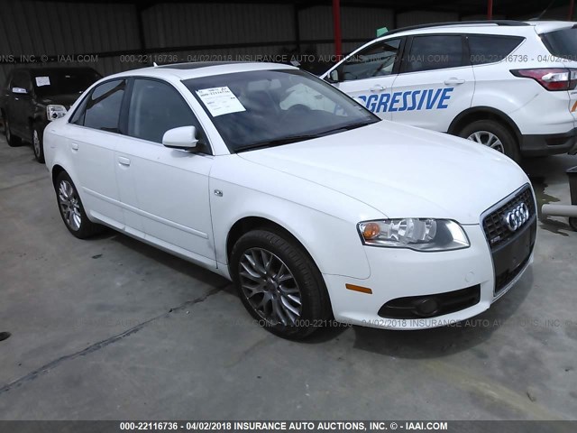 WAUAF78E18A153260 - 2008 AUDI A4 2.0T WHITE photo 1