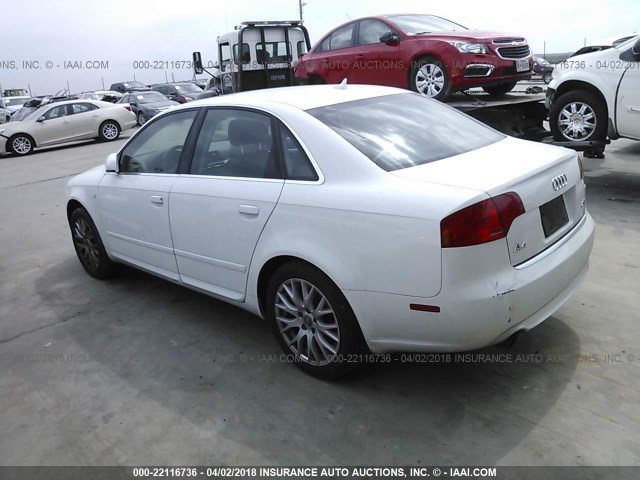 WAUAF78E18A153260 - 2008 AUDI A4 2.0T WHITE photo 3