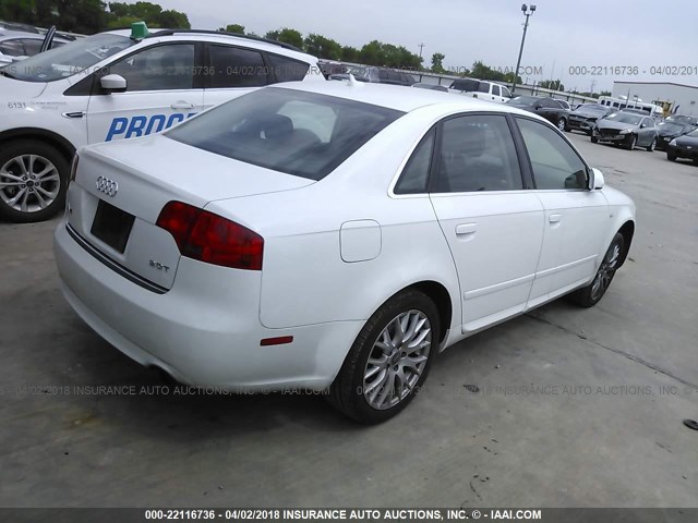 WAUAF78E18A153260 - 2008 AUDI A4 2.0T WHITE photo 4