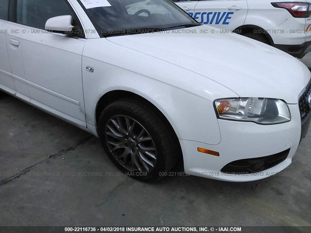 WAUAF78E18A153260 - 2008 AUDI A4 2.0T WHITE photo 6