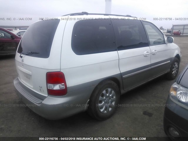 KNDUP131846564814 - 2004 KIA SEDONA EX/LX WHITE photo 4