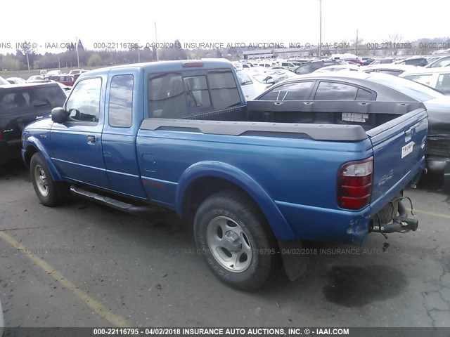 1FTZR15UX1TA13112 - 2001 FORD RANGER SUPER CAB BLUE photo 3