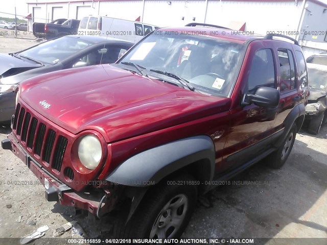 1J4GK48K27W507988 - 2007 JEEP LIBERTY SPORT RED photo 2