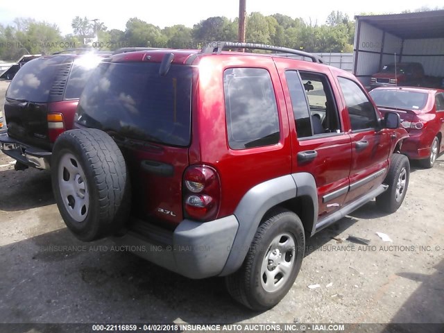 1J4GK48K27W507988 - 2007 JEEP LIBERTY SPORT RED photo 4