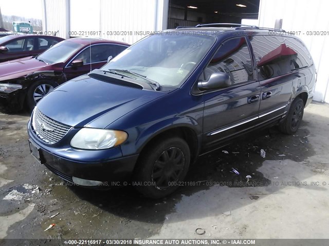 2C8GP64L63R330882 - 2003 CHRYSLER TOWN & COUNTRY LIMITED BLUE photo 2