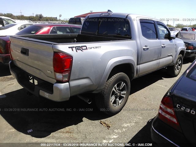 3TMAZ5CN4HM048480 - 2017 TOYOTA TACOMA DBL CAB/SR5/TRD SPORT/OR GRAY photo 4
