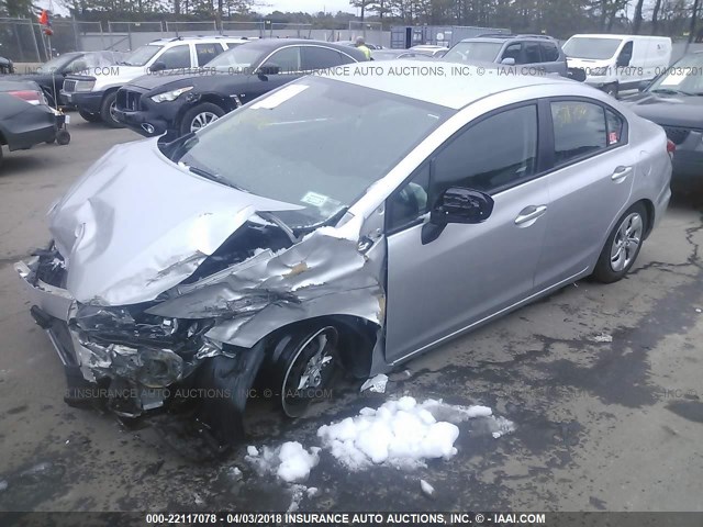 19XFB2F51FE287951 - 2015 HONDA CIVIC LX SILVER photo 2