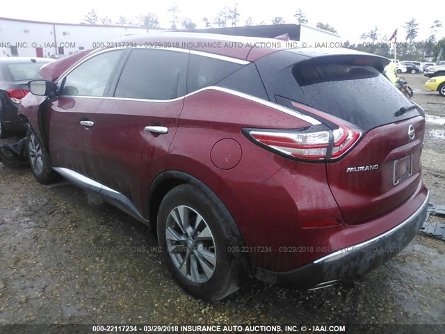 5N1AZ2MG7FN205240 - 2015 NISSAN MURANO S/SL/SV/PLATINUM RED photo 3