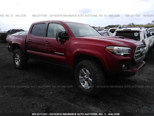 3TMCZ5AN3GM010717 - 2016 TOYOTA TACOMA DBL CAB/SR/SR5/TRD SPT/OR RED photo 1