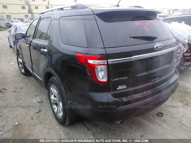 1FMHK8F8XCGA57175 - 2012 FORD EXPLORER LIMITED BLACK photo 3