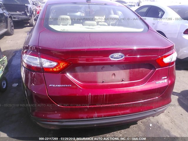 3FA6P0LU9GR251281 - 2016 FORD FUSION SE HYBRID MAROON photo 6