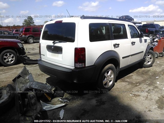 1D8GT28K47W564542 - 2007 DODGE NITRO SXT WHITE photo 4