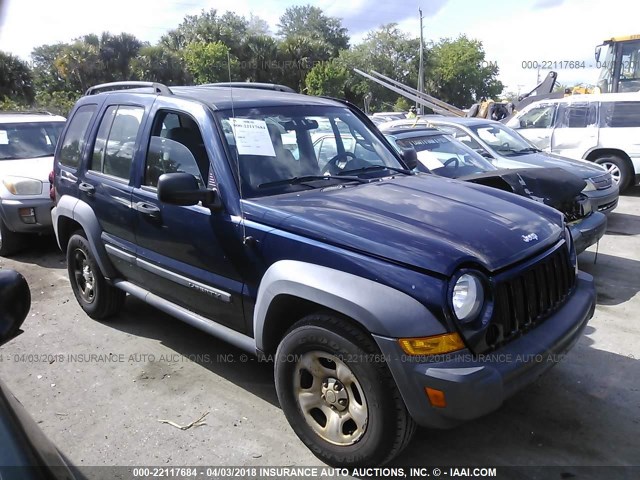 1J4GL48K26W286257 - 2006 JEEP LIBERTY SPORT BLUE photo 1