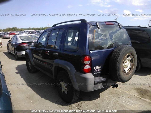 1J4GL48K26W286257 - 2006 JEEP LIBERTY SPORT BLUE photo 3