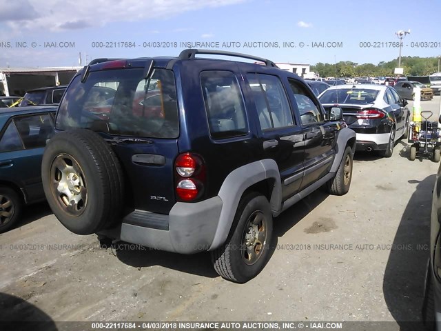 1J4GL48K26W286257 - 2006 JEEP LIBERTY SPORT BLUE photo 4