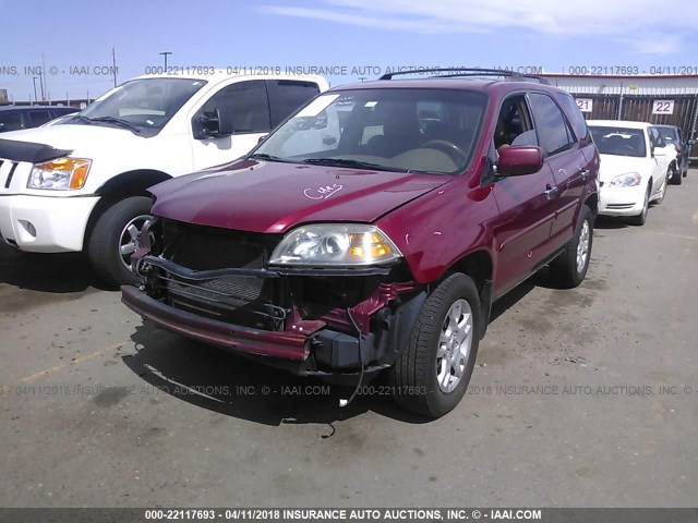 2HNYD18684H553481 - 2004 ACURA MDX TOURING RED photo 2
