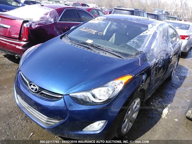 KMHDH4AE6DU835106 - 2013 HYUNDAI ELANTRA GLS/LIMITED Dark Blue photo 2