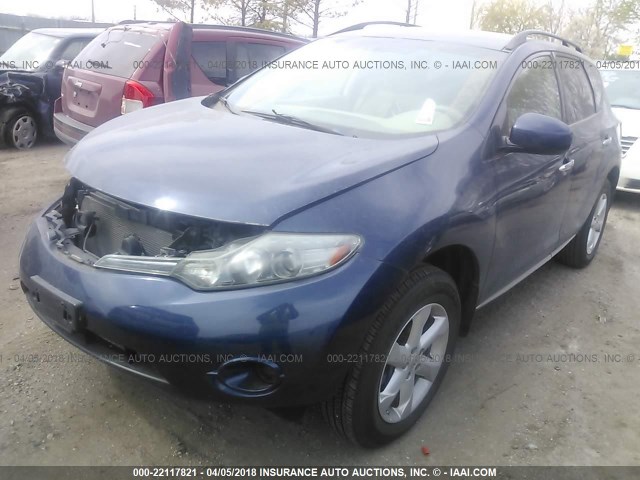 JN8AZ18W89W115159 - 2009 NISSAN MURANO S/SL/LE BLUE photo 2