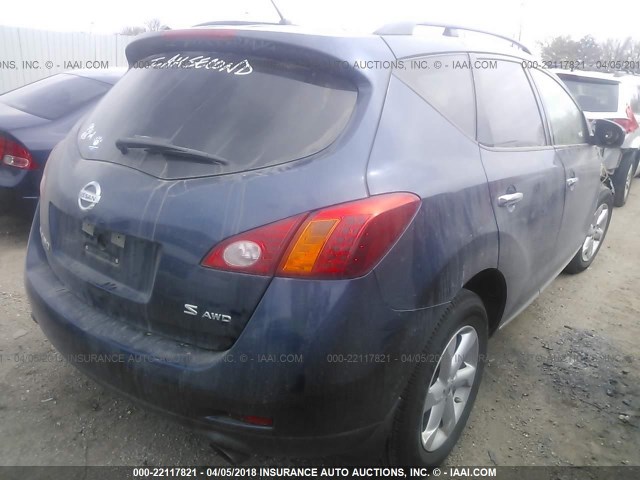 JN8AZ18W89W115159 - 2009 NISSAN MURANO S/SL/LE BLUE photo 4