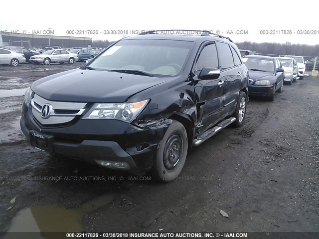 2HNYD28459H520644 - 2009 ACURA MDX TECHNOLOGY BLACK photo 2