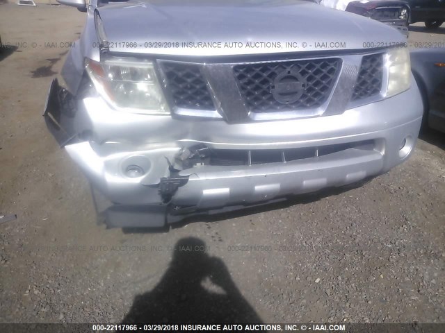 5N1AR18W76C666509 - 2006 NISSAN PATHFINDER LE/SE/XE SILVER photo 6