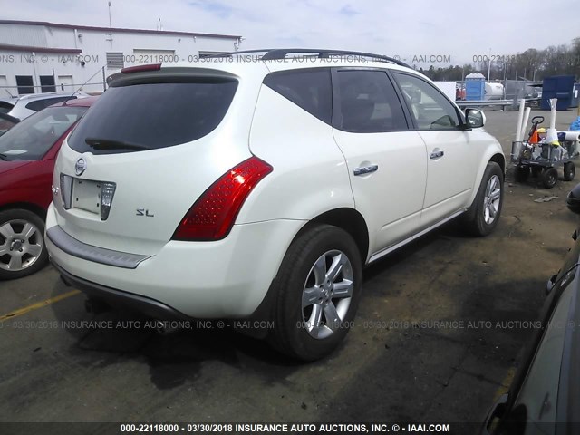 JN8AZ08T07W509851 - 2007 NISSAN MURANO SL/SE/S WHITE photo 4