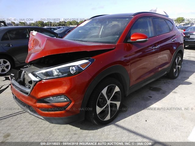 KM8J33A27GU128957 - 2016 HYUNDAI TUCSON LIMITED/SPORT AND ECO/SE ORANGE photo 2