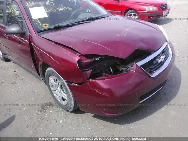 1G1ZS51F56F161363 - 2006 CHEVROLET MALIBU LS 栗色 照片 6
