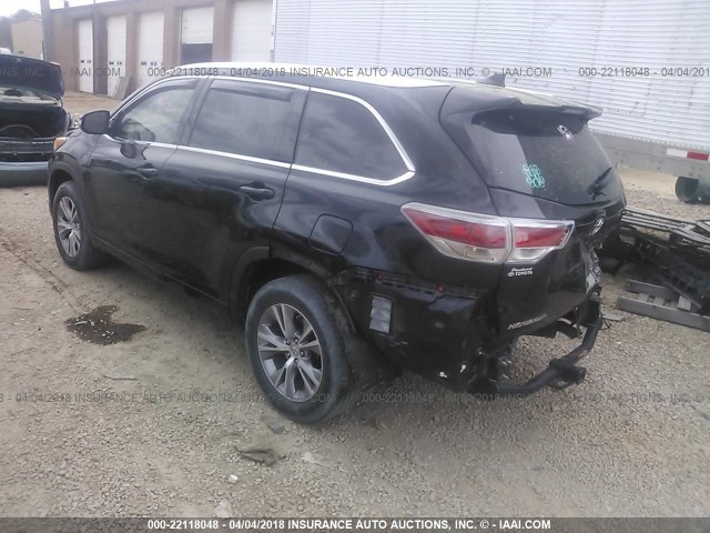 5TDKKRFH7ES029374 - 2014 TOYOTA HIGHLANDER XLE 黑色 照片 3