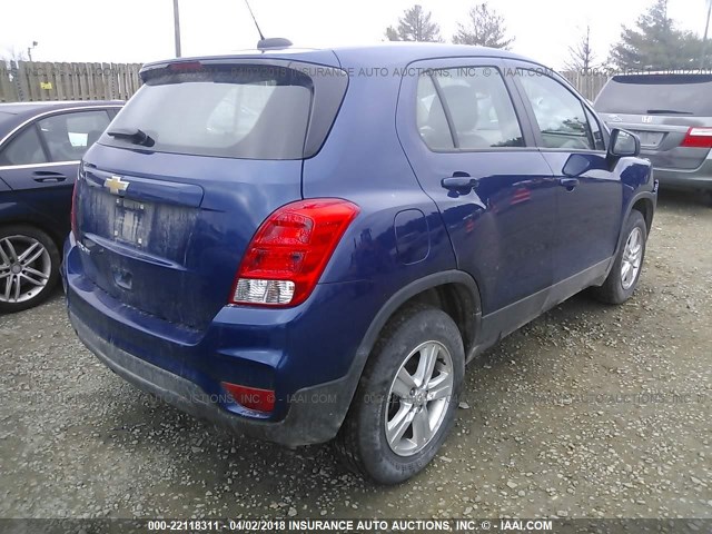 3GNCJNSB4HL203906 - 2017 CHEVROLET TRAX LS BLUE photo 4