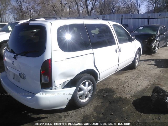 4N2ZN15TX2D803845 - 2002 NISSAN QUEST GXE WHITE photo 4