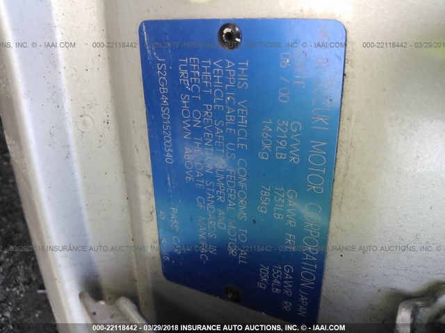 JS2GB41S015200340 - 2001 SUZUKI ESTEEM GL/GLX/GLX SPORT SILVER photo 9