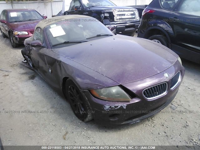 4USBT33564LS50477 - 2004 BMW Z4 2.5 BURGUNDY photo 1