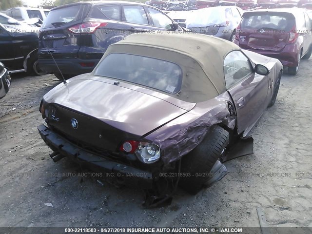 4USBT33564LS50477 - 2004 BMW Z4 2.5 BURGUNDY photo 4