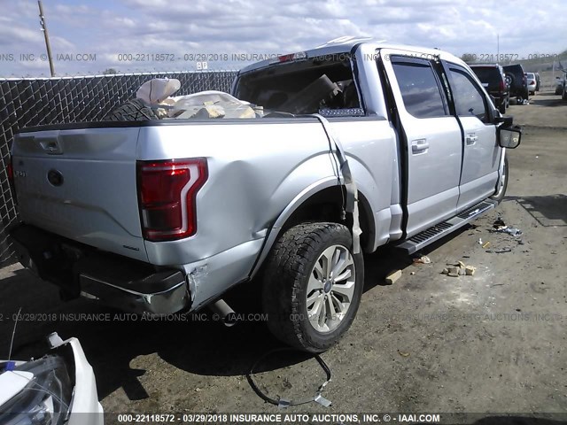 1FTEW1CF8FKD78218 - 2015 FORD F150 SUPERCREW SILVER photo 4